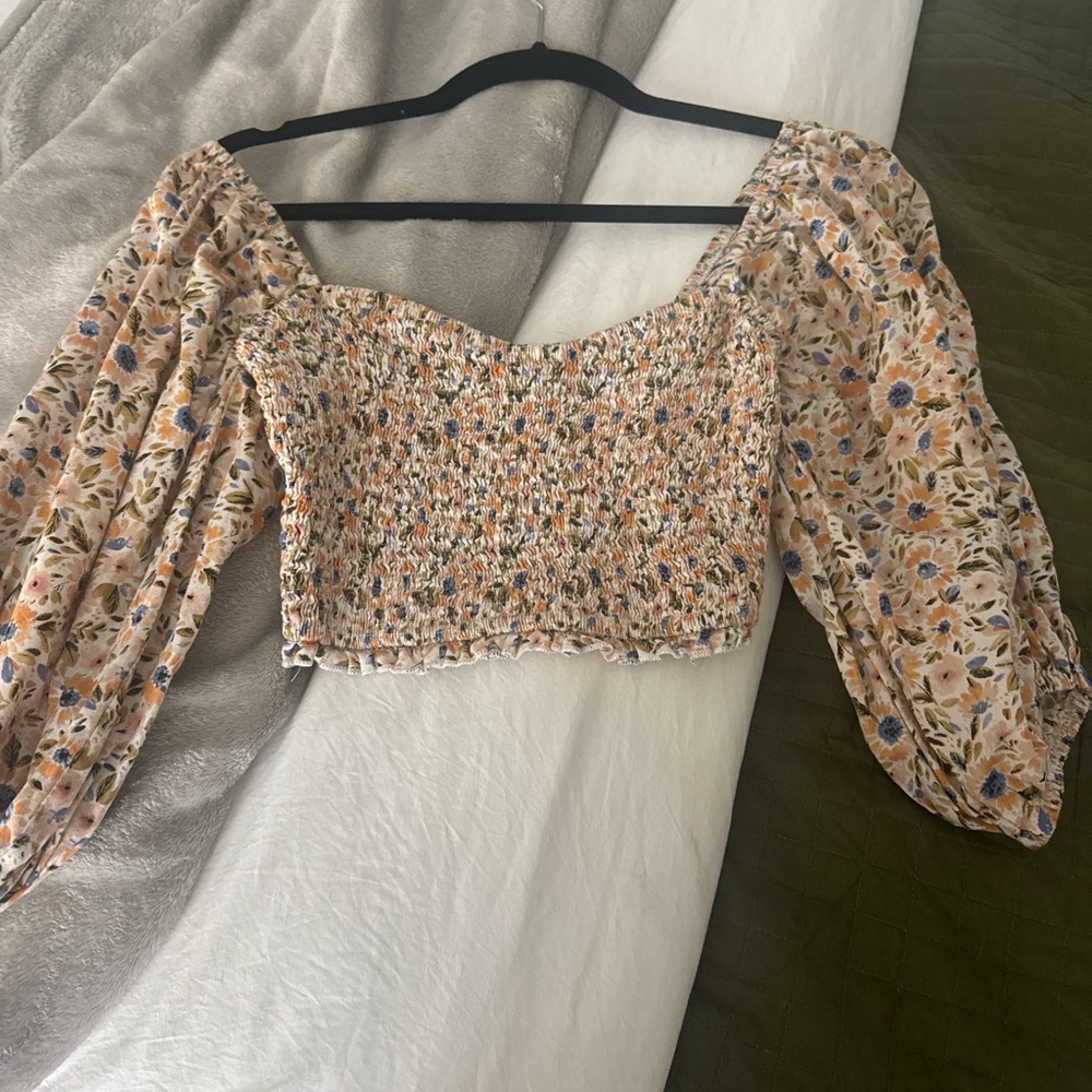Floral Off-Shoulder Smocked Blouse